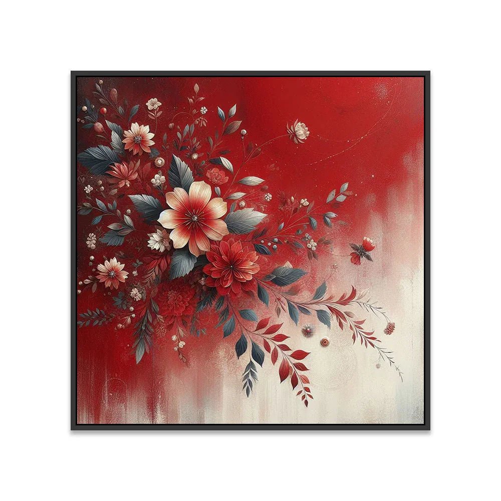 Spring Bloom Floating Framed Floral Canvas Wall Painting - All India Decor