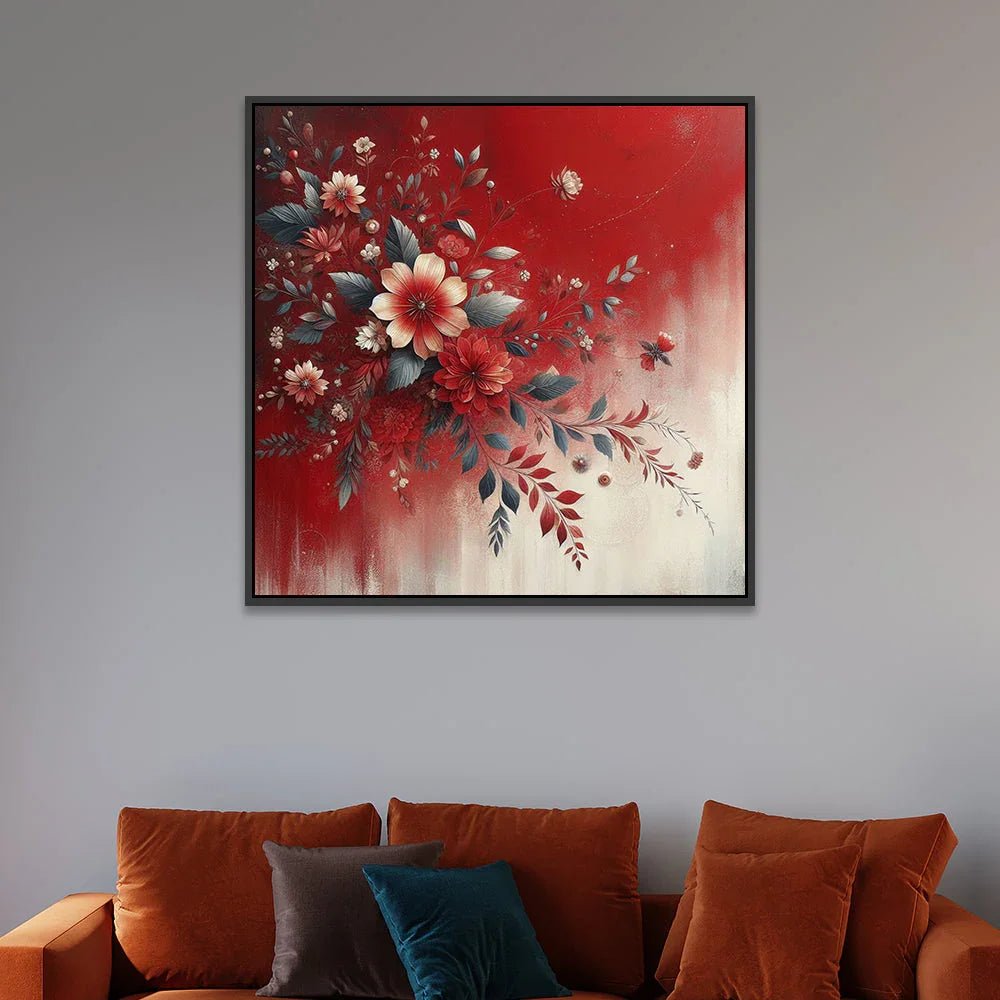 Spring Bloom Floating Framed Floral Canvas Wall Painting - All India Decor