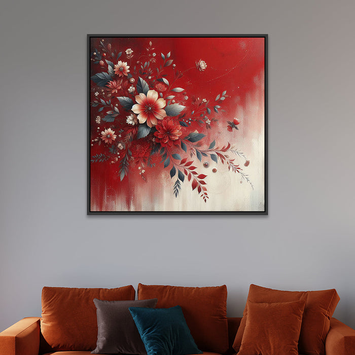 Spring Bloom Floating Framed Floral Canvas Wall Painting