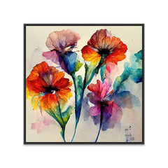 Abstract Multicolor Flower Canvas Wall Painting with Floating Frame - All India Decor