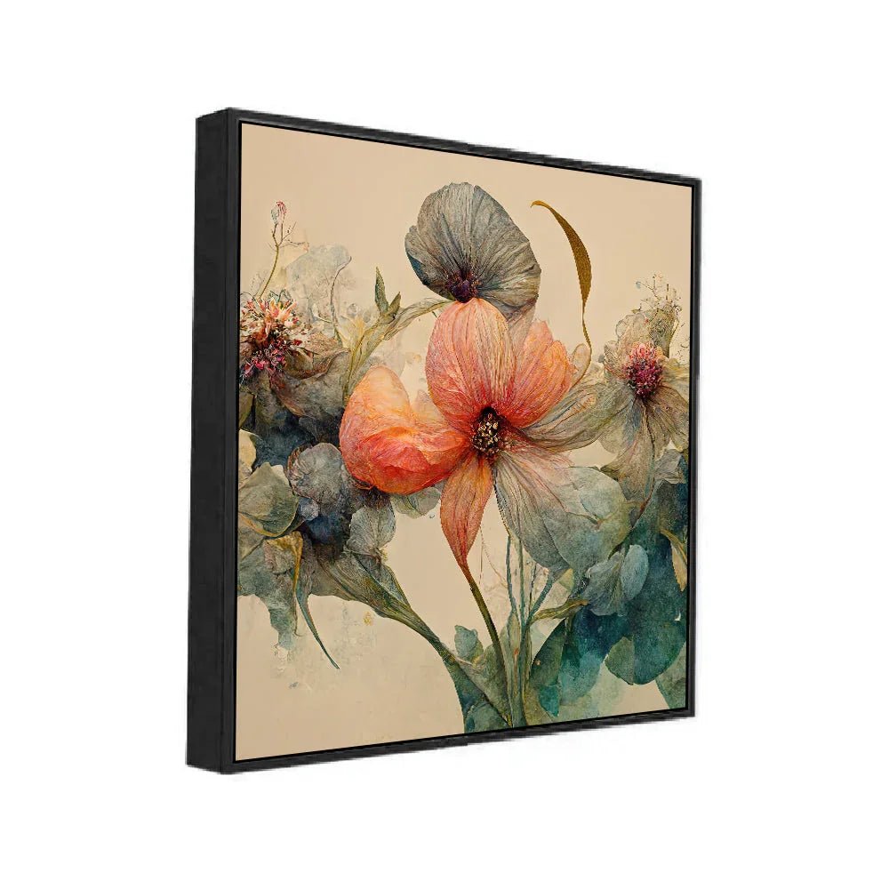 Panoramic Large Pink Floral Canvas Wall Painting with Floating Frame - All India Decor
