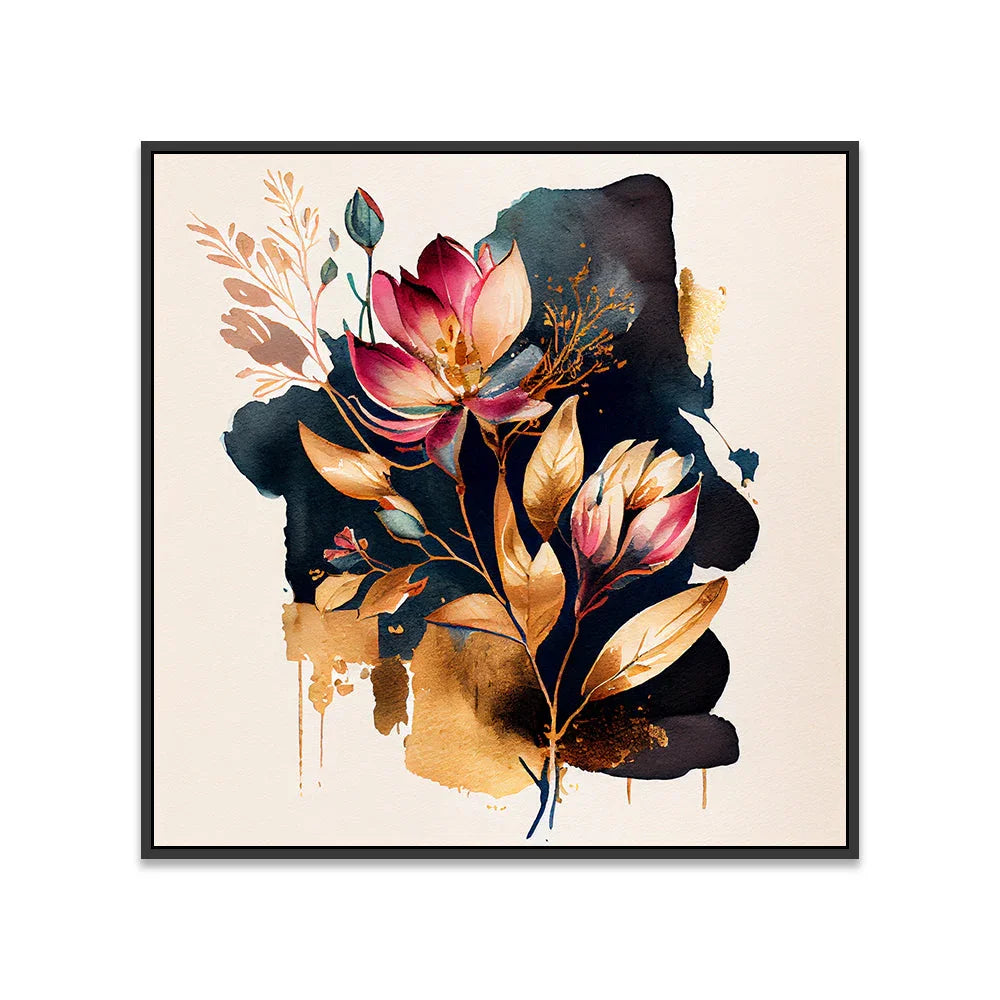 Modern Abstract Flower Canvas Wall Painting with Floating Frame - All India Decor