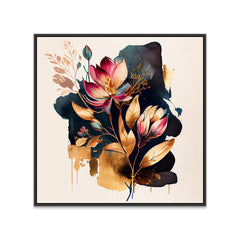 Modern Abstract Flower Canvas Wall Painting with Floating Frame - All India Decor