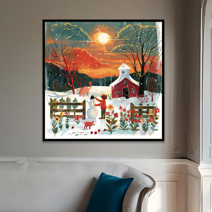 Merry Christmas Theme Canvas Wall Painting