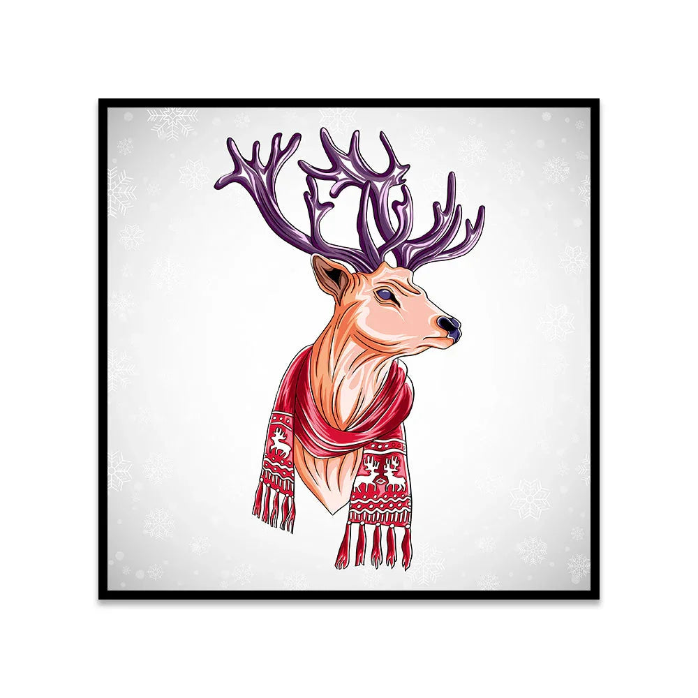Reindeer Wall Painting Elegant Winter and Christmas Theme Canvas Paintings - All India Decor