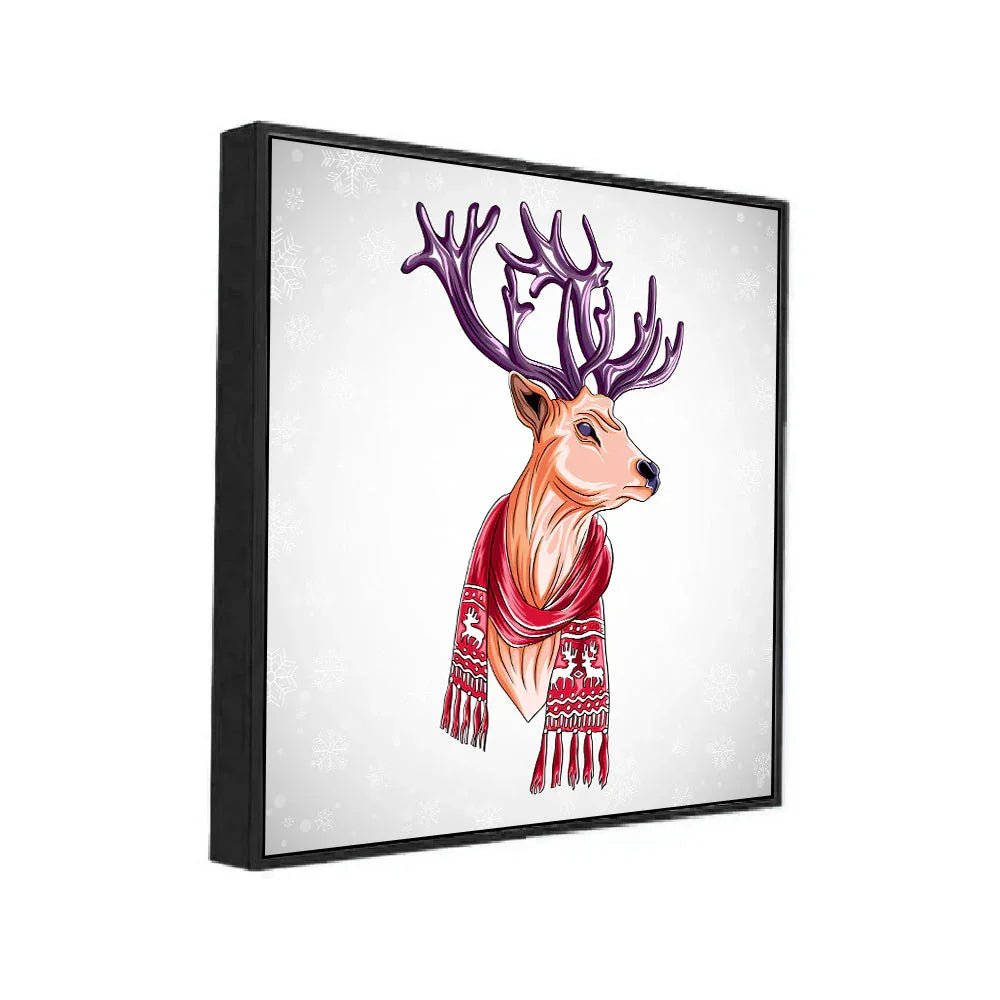 Reindeer Wall Painting Elegant Winter and Christmas Theme Canvas Paintings - All India Decor