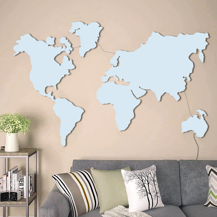 World Map Backlit Wood Wall Décor / Night Light, Walnut Finish