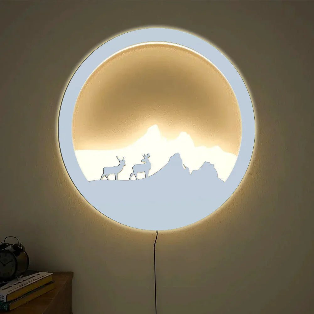 led wall light Backlit Wall Art Wooden Backlit Wall Art Designer wall art - All India Decor