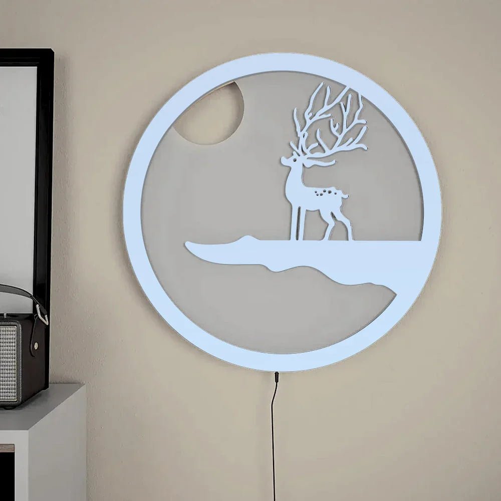 Reindeer Designer Wooden Backlit Wall Art - All India Decor