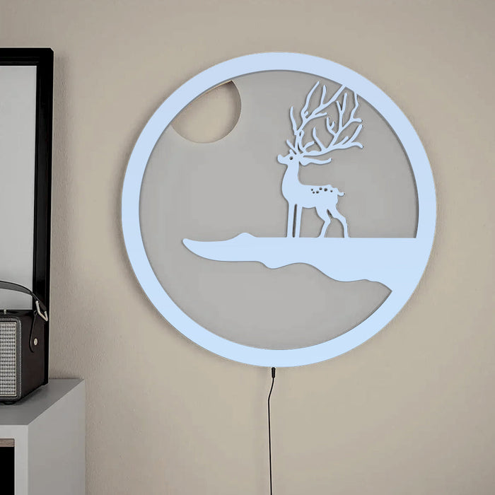 Reindeer Designer Wooden Backlit Wall Art