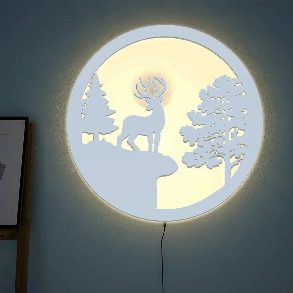 Full Moon Night Reindeer LED Wall Light - All India Decor
