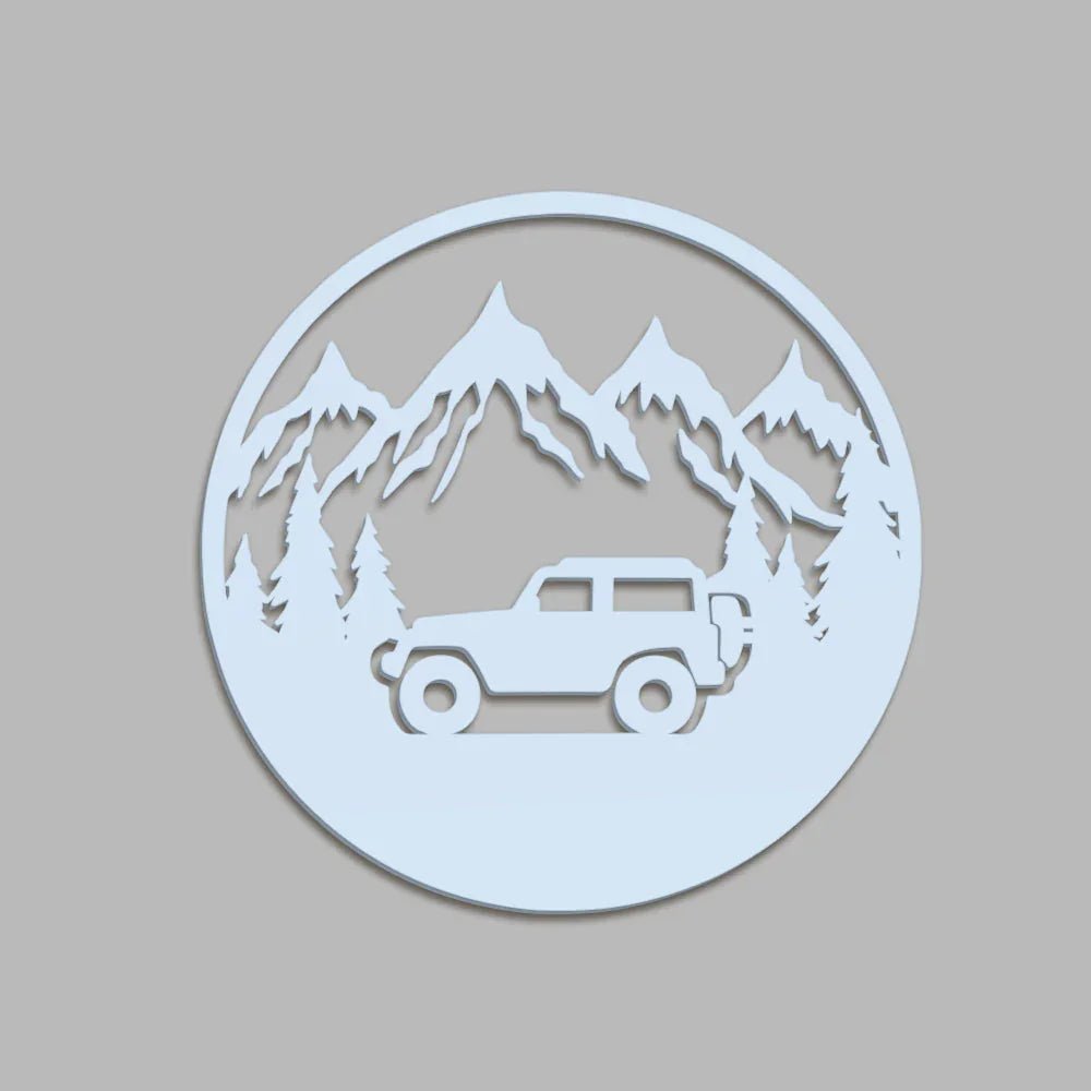 Mountain Forest Road Jeep Art Backlit Wooden Wall Hanging with LED Night Light Walnut Finish - All India Decor