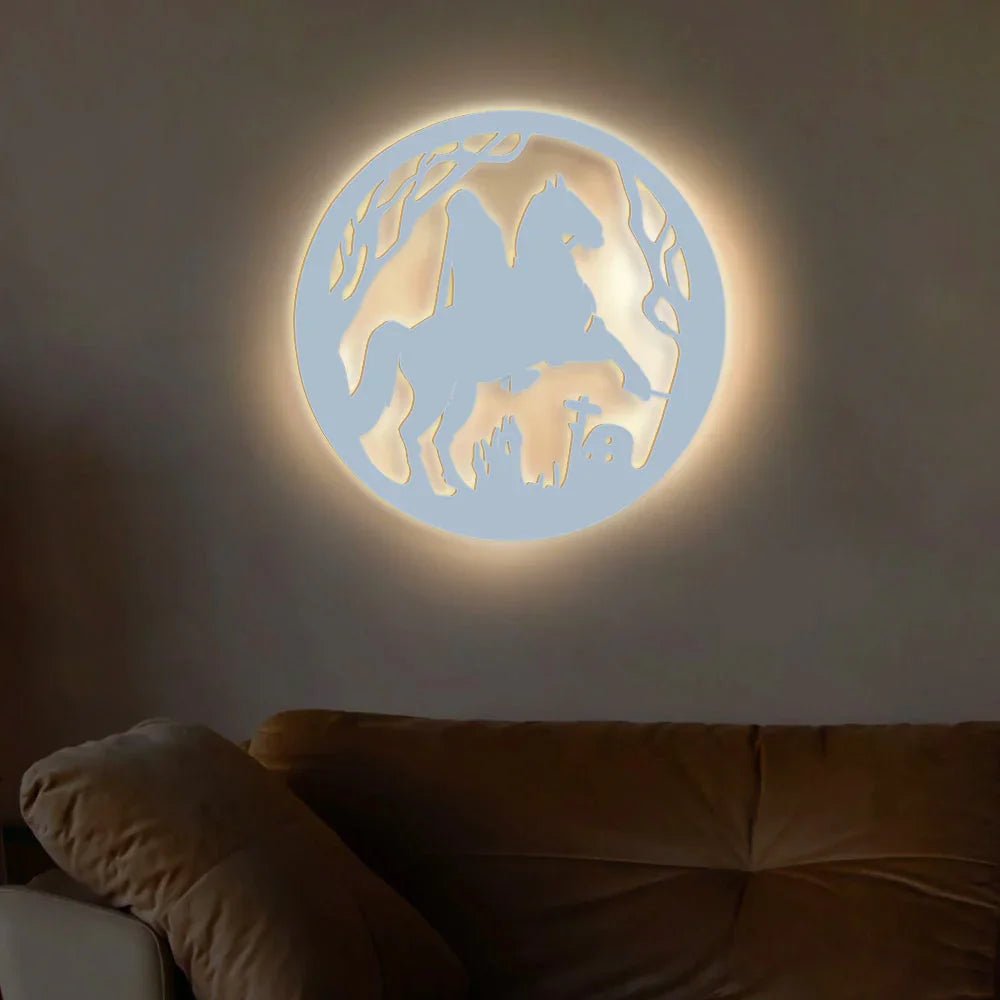 Ghost Rider Backlit Wooden Wall Decor with LED Night Light Walnut Finish - All India Decor