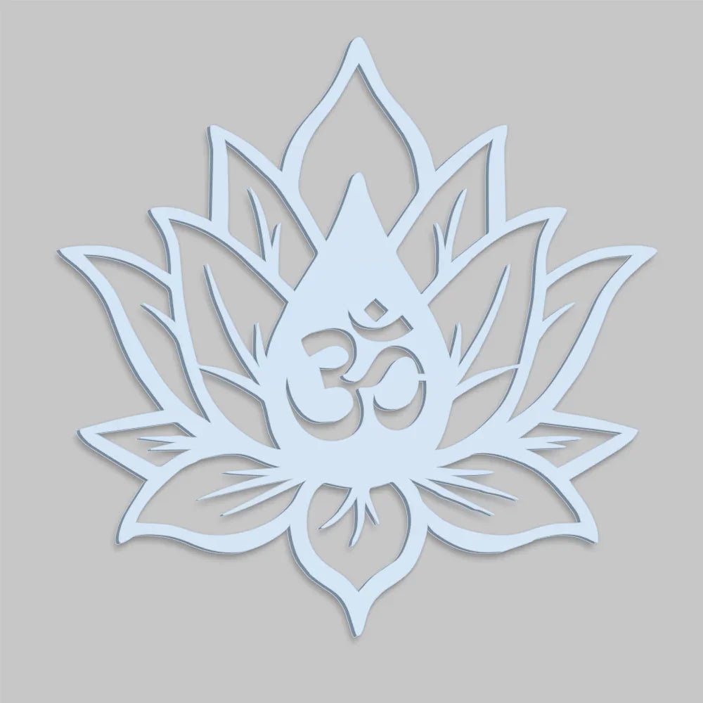 Hindu OM inside Lotus Flower Backlit Wooden Wall Decor with LED Night Light Walnut Finish - All India Decor