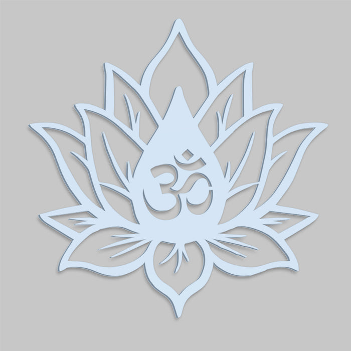 Hindu OM inside Lotus Flower Backlit Wooden Wall Decor with LED Night Light Walnut Finish