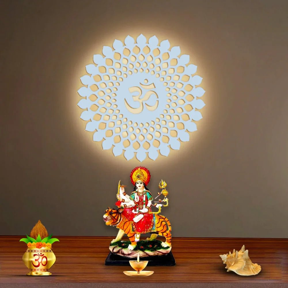 Beautiful OM Mandala Backlit with LED Wooden Wall Hanging - All India Decor