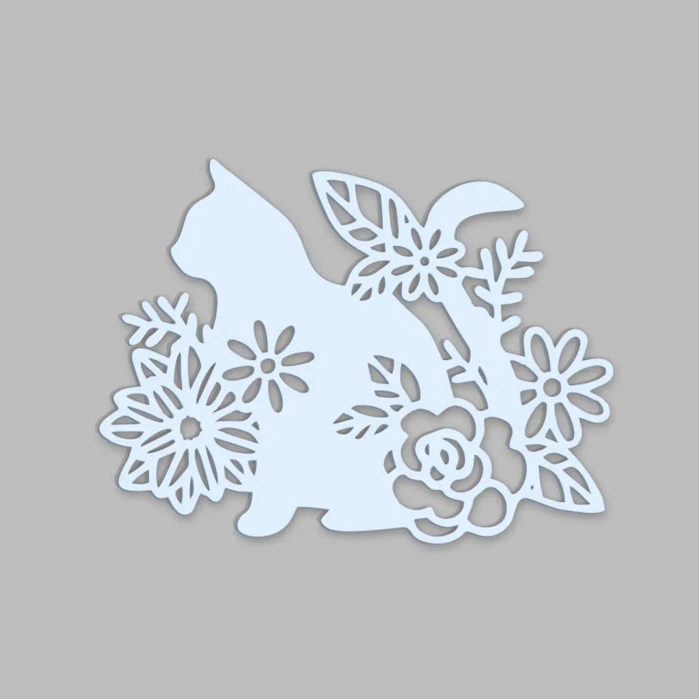 Cat with Flower Backlit Wooden Wall Decor with LED Night Light Walnut Finish - All India Decor