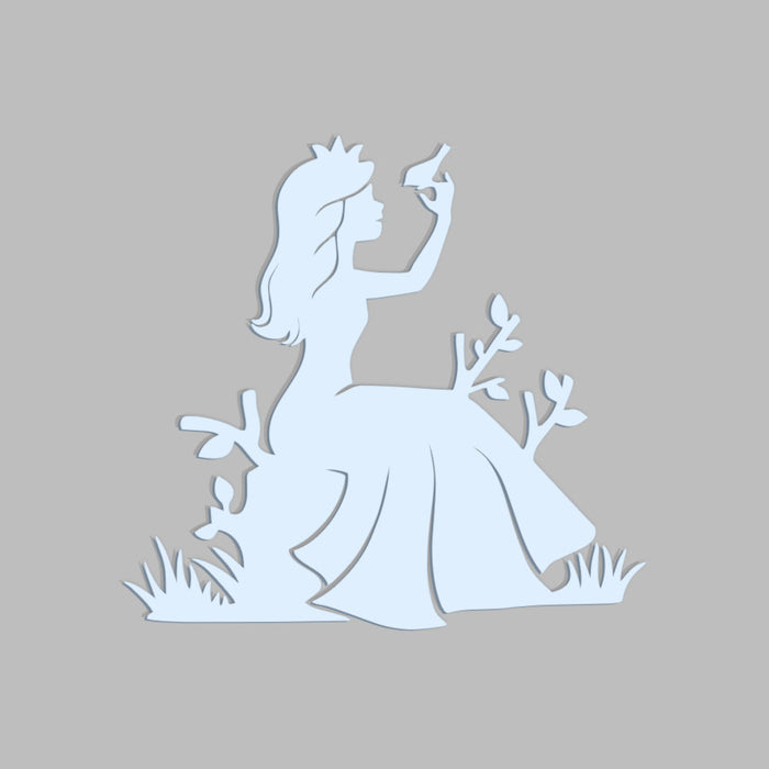 Fairytale Princess Backlit Wooden Wall Decor with LED Night Light Walnut Finish