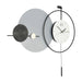 Modern wall clock with gray and black design on a white background