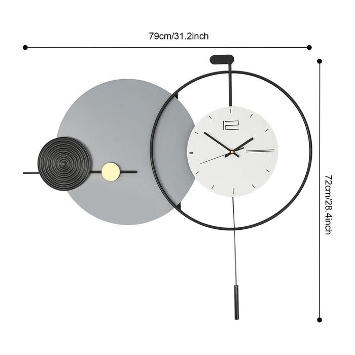 Wall clock with measurement details on a white background
