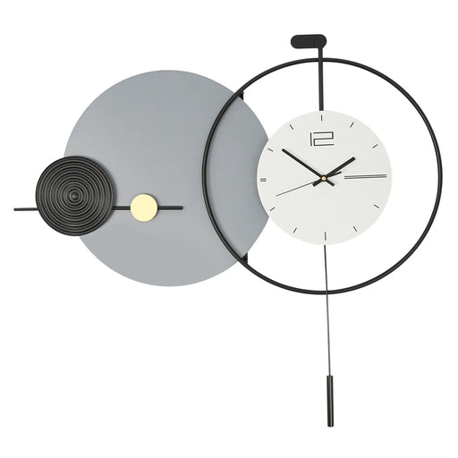 Modern wall clock with gray and black design on a white background