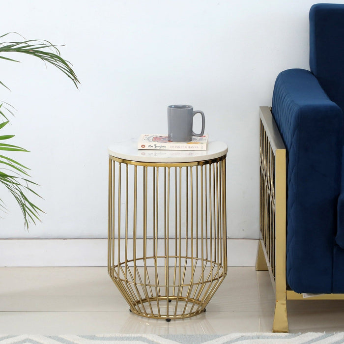 Metal End Table In White Colour