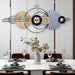 Modern wall clock with geometric design in a dining room setting
