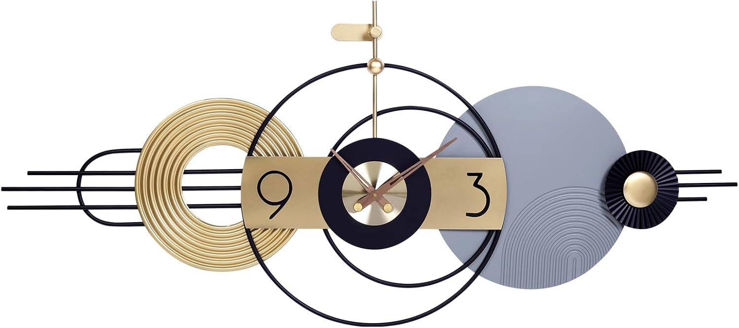 Modern wall clock with geometric design on a white background