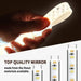 Hand holding a LED strip light with text about top quality mirror material.