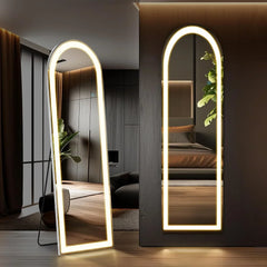 Floor LED Mirror – Gold Aluminium Frame with Saint Gobain Glass - All India Decor
