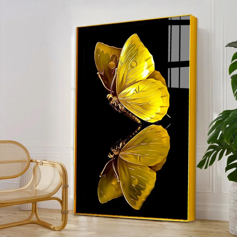 Beautiful Golden Butterfly Modern Acrylic Wall Paintings to Make an Impact - All India Decor