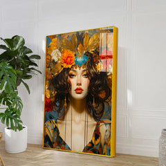 Beautiful Girl With Flower Modern Acrylic Wall Paintings & Arts - All India Decor