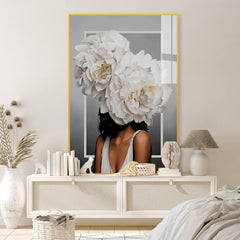 Artistic Girl Head Flowers Modern Acrylic Wall Art