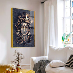 Stunning The Fierce Lord Shiva Acrylic Wall Paintings