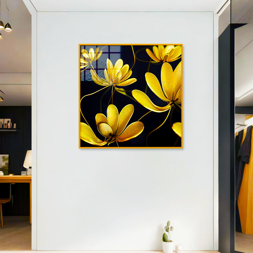 Beautiful Golden Flower Acrylic Wall Paintings & Art