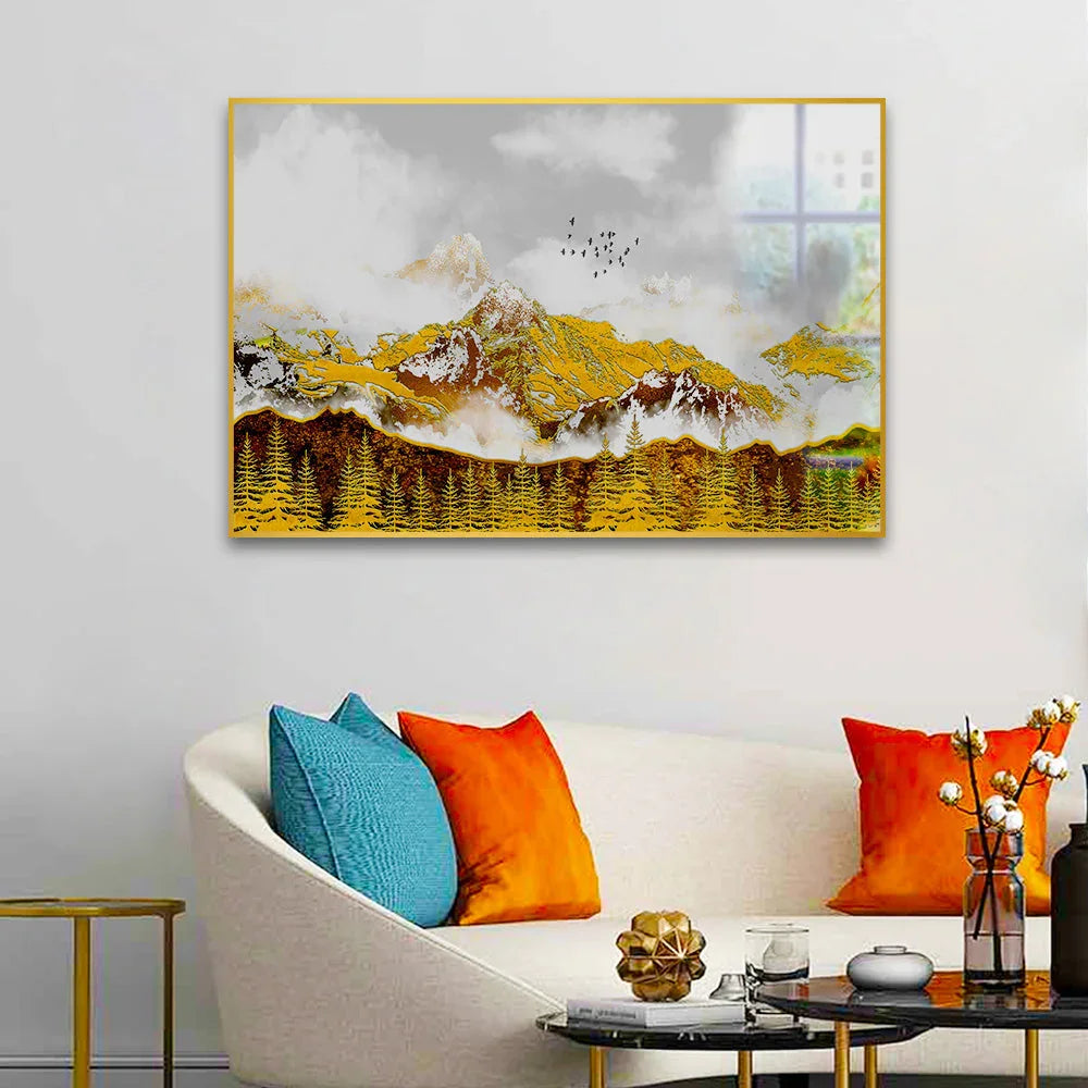 Premium Golden Forest Acrylic Wall Paintings & Arts - All India Decor