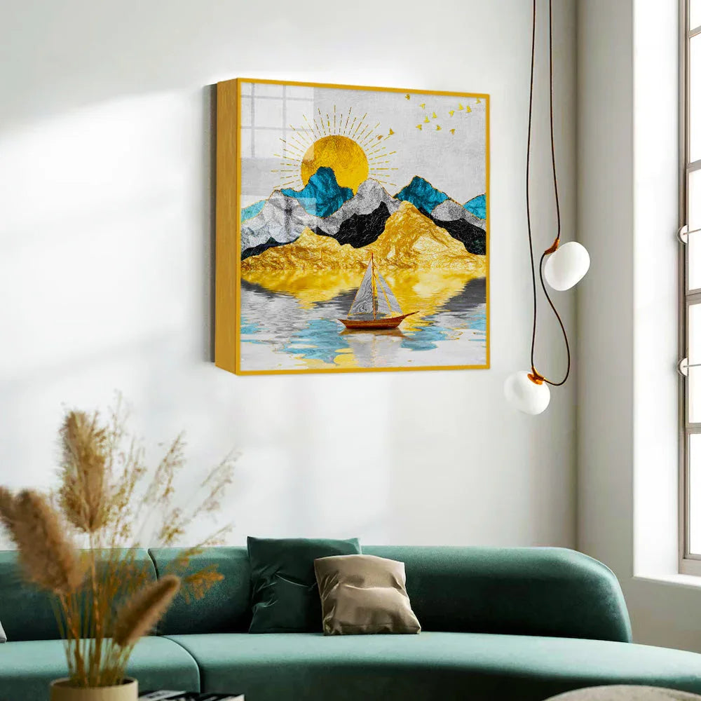 Beautiful Modern Design Sunrise Nature Acrylic Wall Paintings & Arts - All India Decor