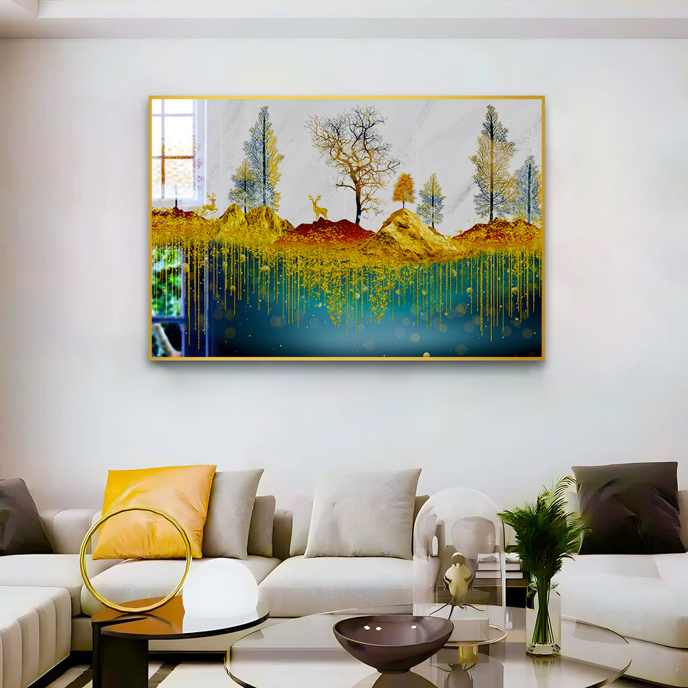 Beautiful Golden Nature Acrylic Wall Paintings & Arts