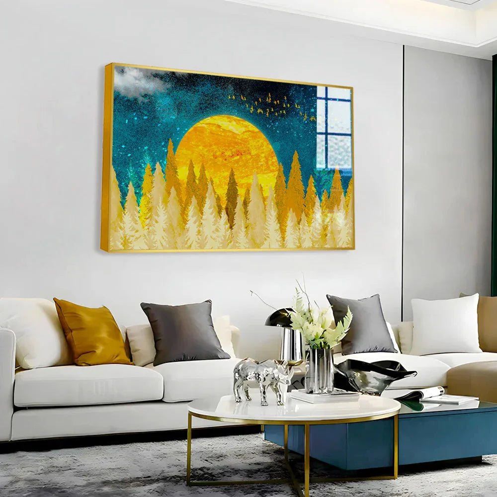 Beautiful Golden Sunrise Nature Acrylic Wall Paintings & Arts - All India Decor
