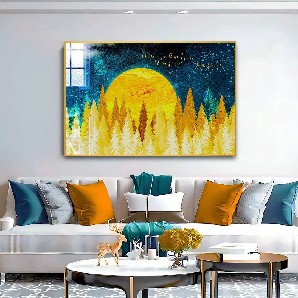 Beautiful Golden Sunrise Nature Acrylic Wall Paintings & Arts - All India Decor