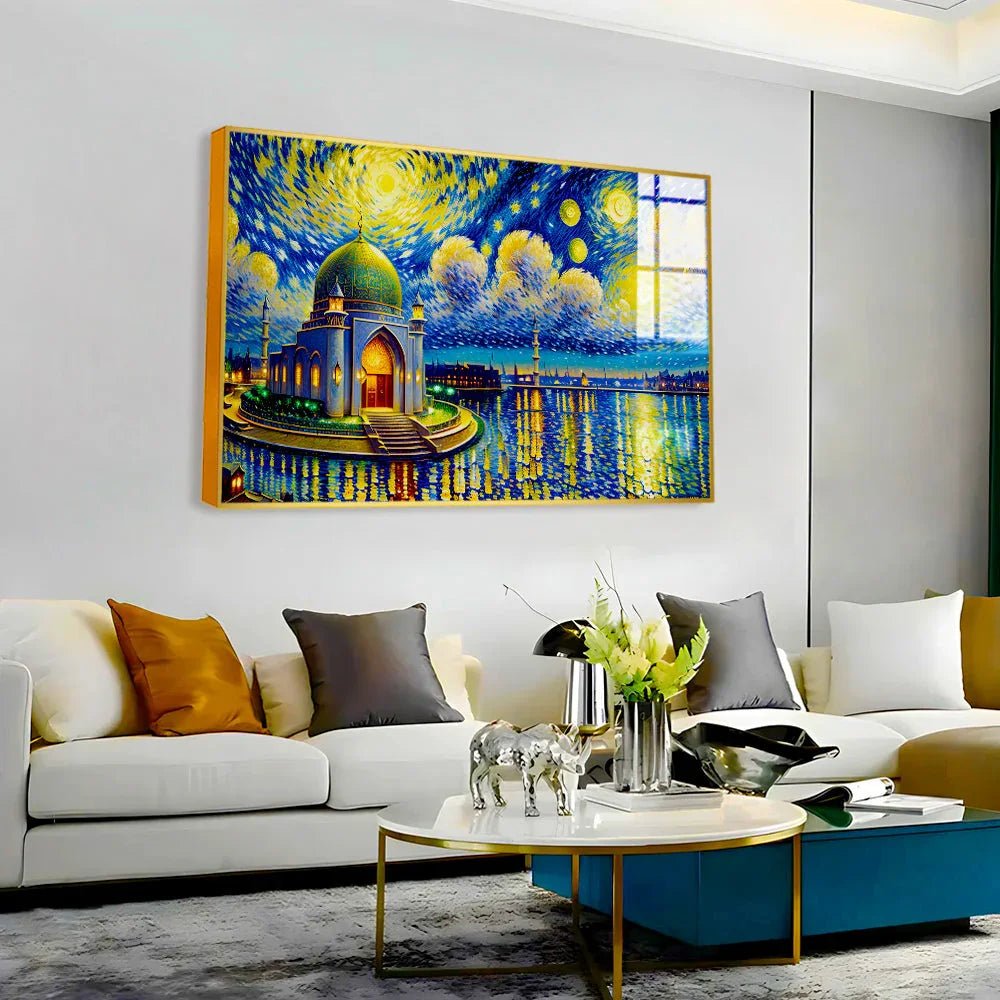 Beautiful Mosque With The Starry Sky Acrylic Wall Paintings & Arts - All India Decor
