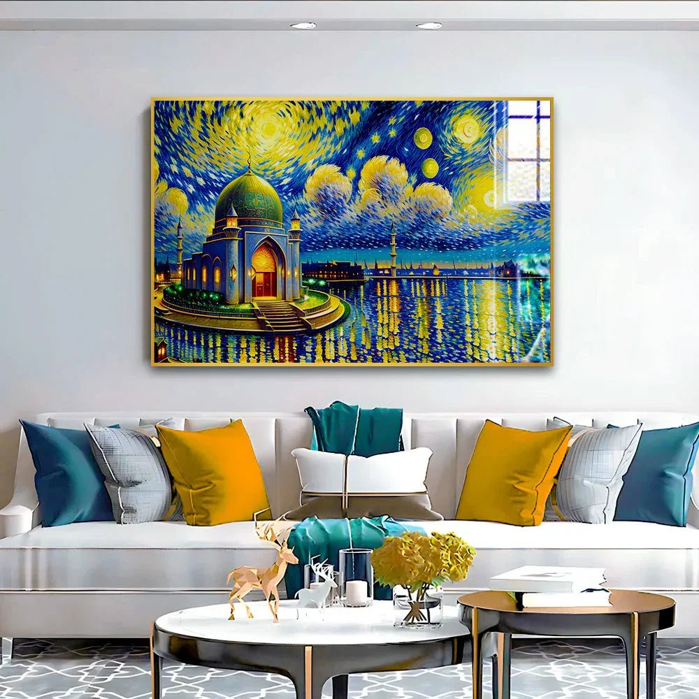 Beautiful Mosque With The Starry Sky Acrylic Wall Paintings & Arts - All India Decor