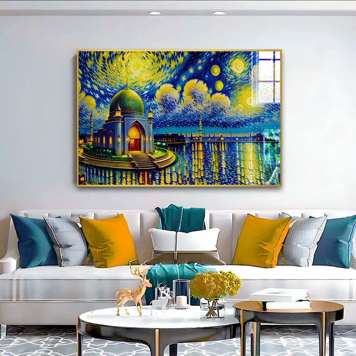 Beautiful Mosque With The Starry Sky Acrylic Wall Paintings & Arts