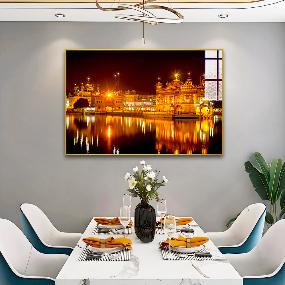 Beautiful Golden Temple in Night Acrylic Wall Paintings & Arts