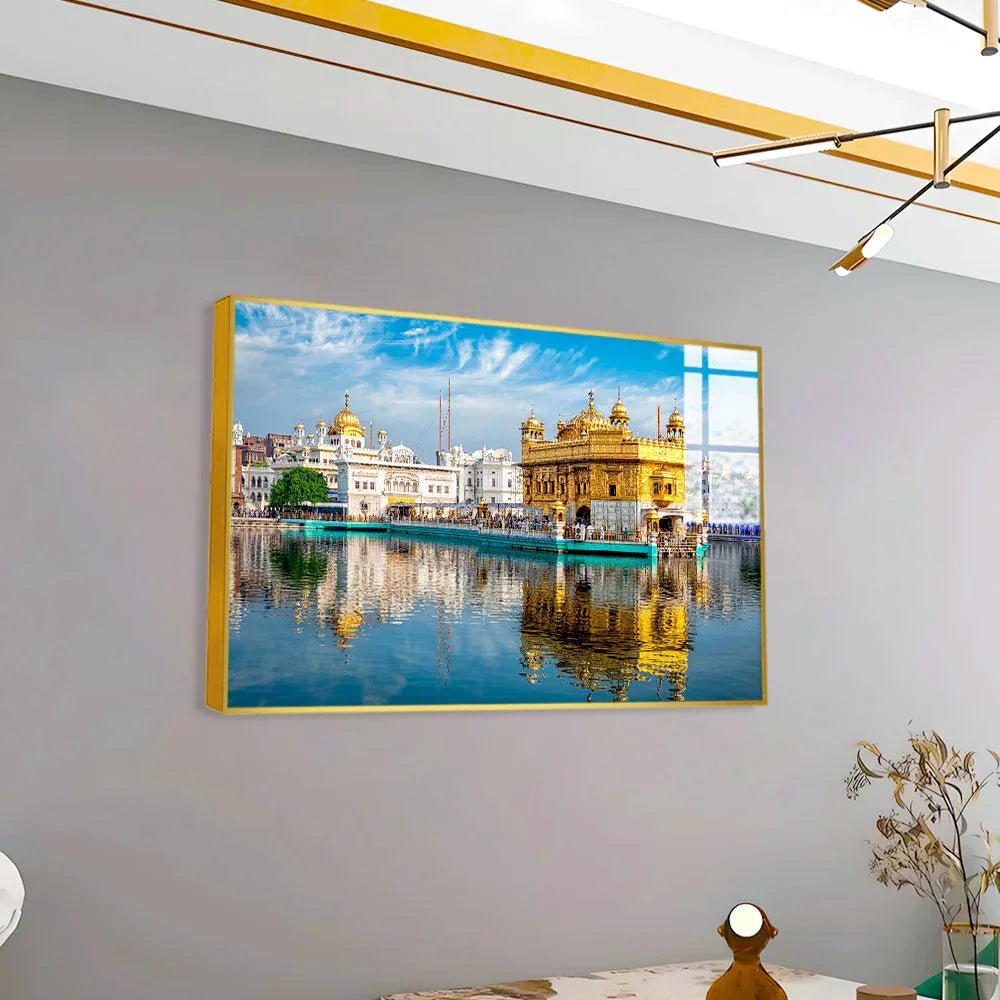 Beautiful Golden Temple Modern Acrylic Wall Paintings & Arts - All India Decor