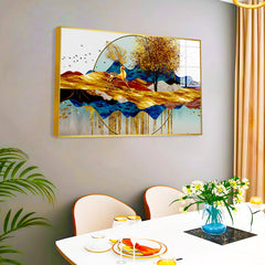 Beautiful Premium Golden Tree With Deer Running Acrylic Wall Paintings & Arts