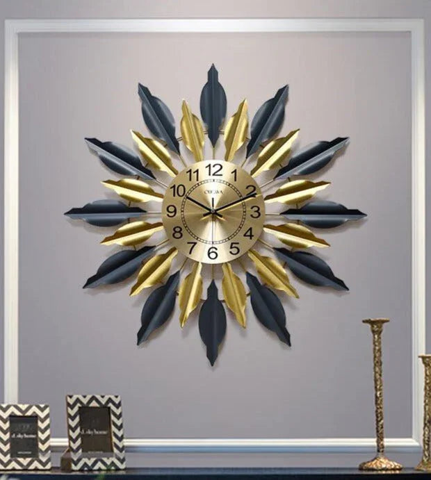 Black and Golden Designer Metal Wall Clock - All India Decor