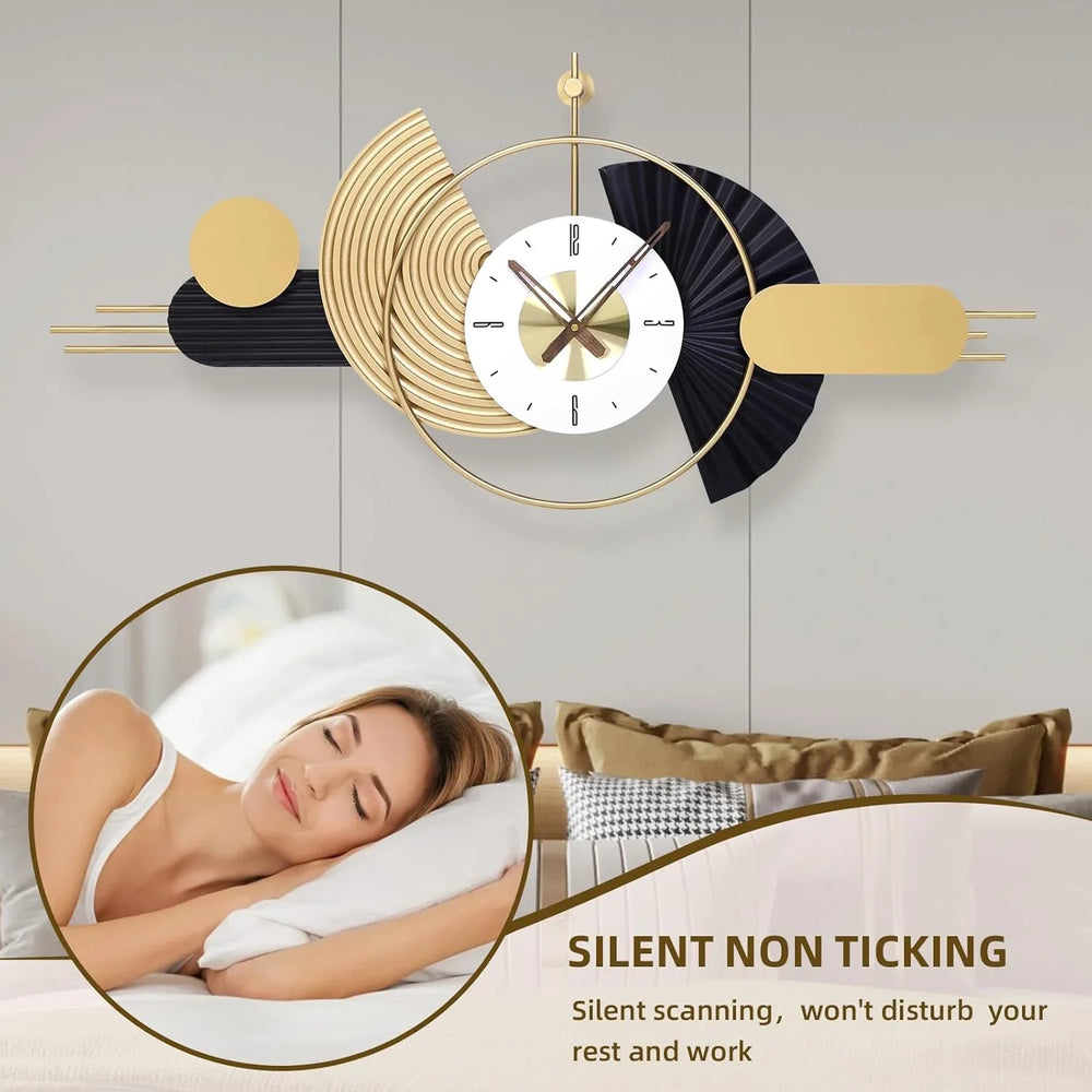 Gold & Black Modern Metal Clock - All India Decor
