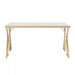 White table with gold legs on a white background
