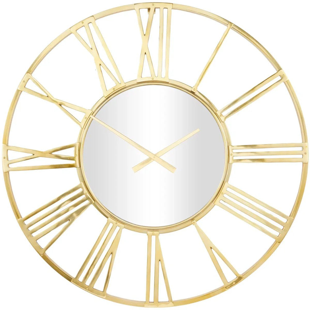 Gold Metal Oversized Wall Clock with Roman Numbers - All India Decor